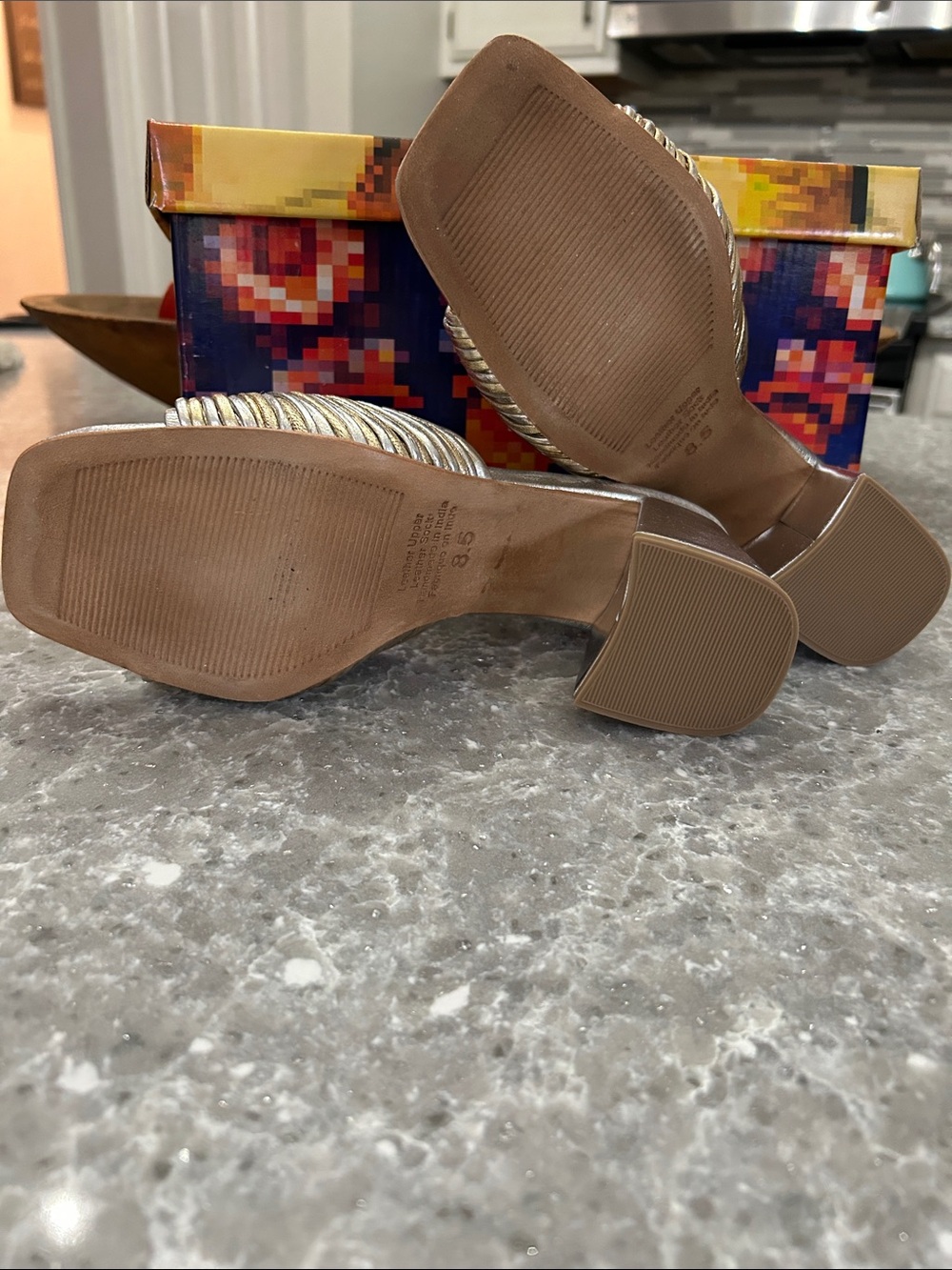 Jeffrey Campbell Silver/Gold Knotted Block Heel Slide Sandals - Picture 5 of 12